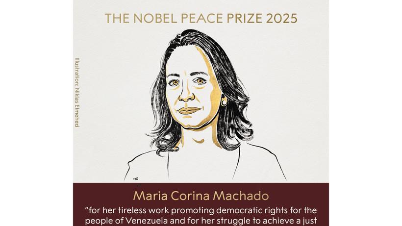 Chân dung chủ nhân của Giải Nobel Hòa bình năm 2025. (Ảnh: Facebook Nobel Prize)