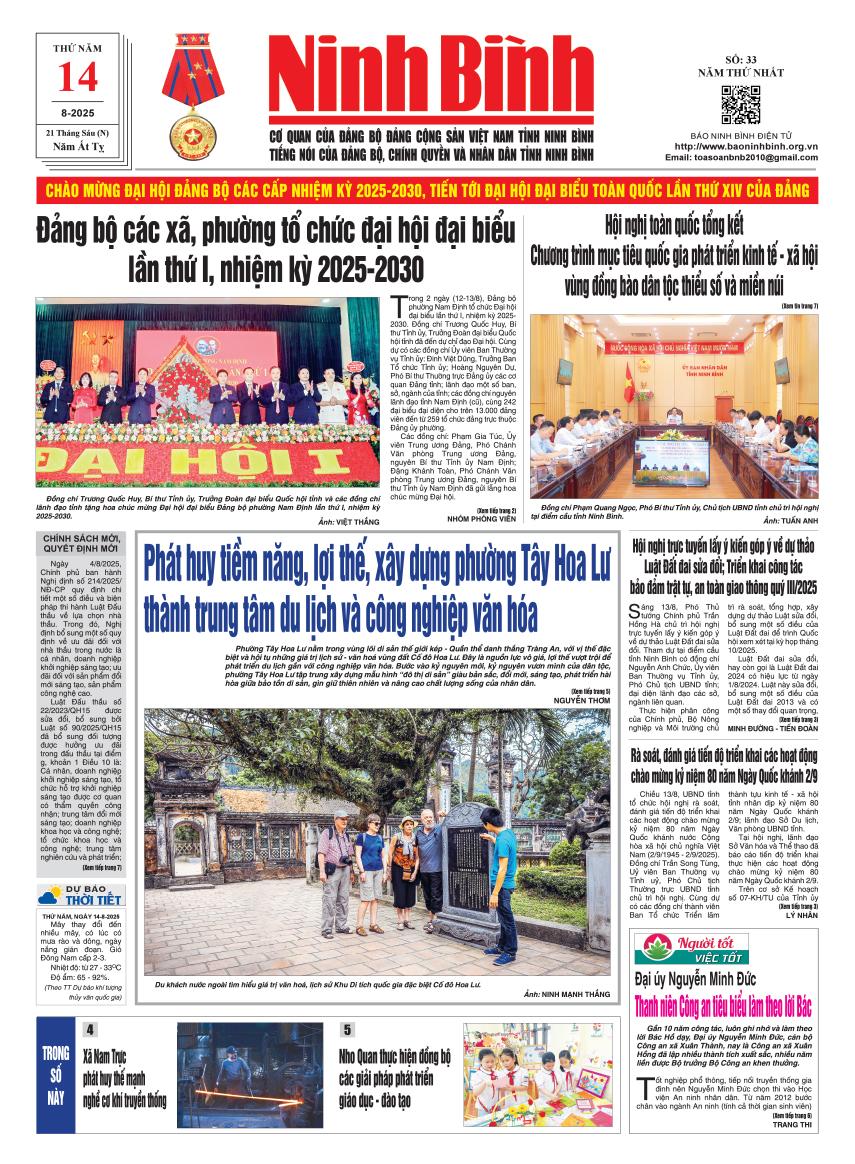 Ninh Bình thời sự số 33 (14/8/2025)