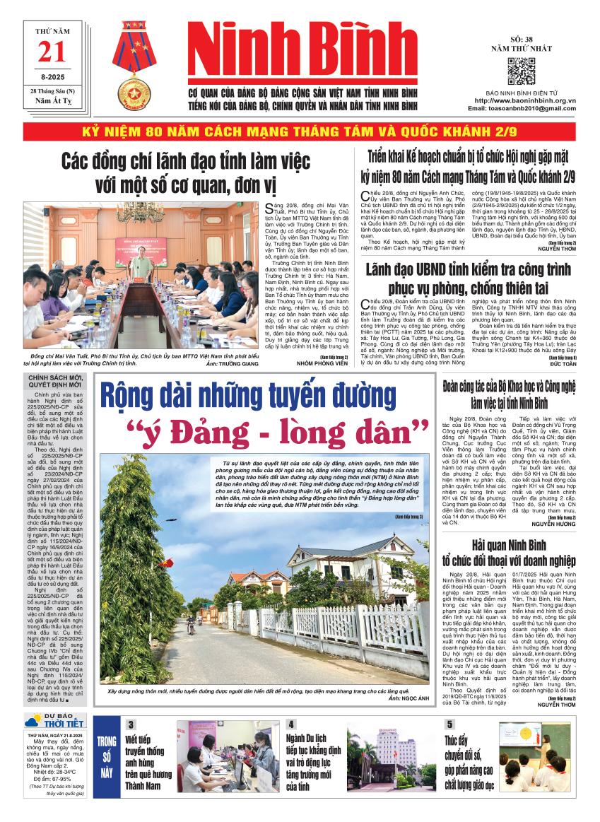 Ninh Bình thời sự số 38 (21/8/2025)
