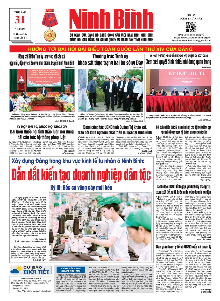Ninh Bình thời sự số 87 (31/10/2025)