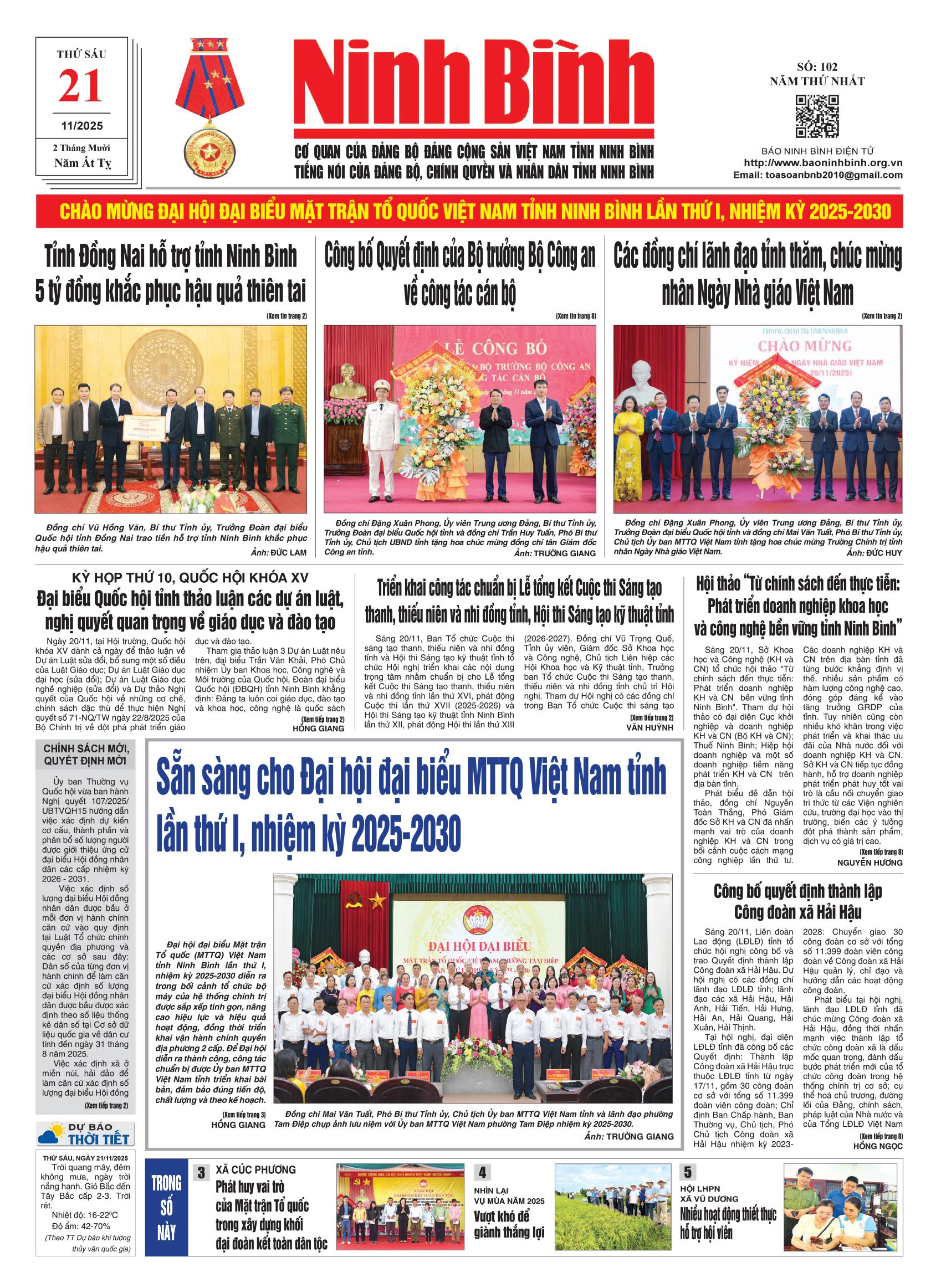 Ninh Bình thời sự số 102 (21/11/2025)
