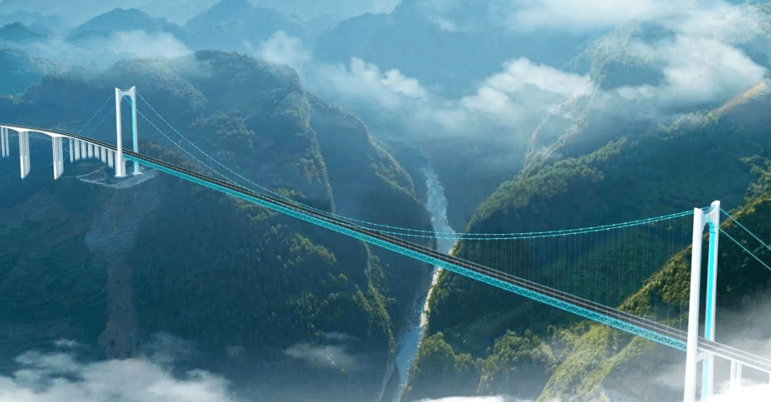 Cây cầu vượt hẻm núi Hoa Giang (Huajiang Grand Canyon) tại tỉnh Quý Châu, Tây Nam Trung Quốc. Ảnh: highestbridges.com